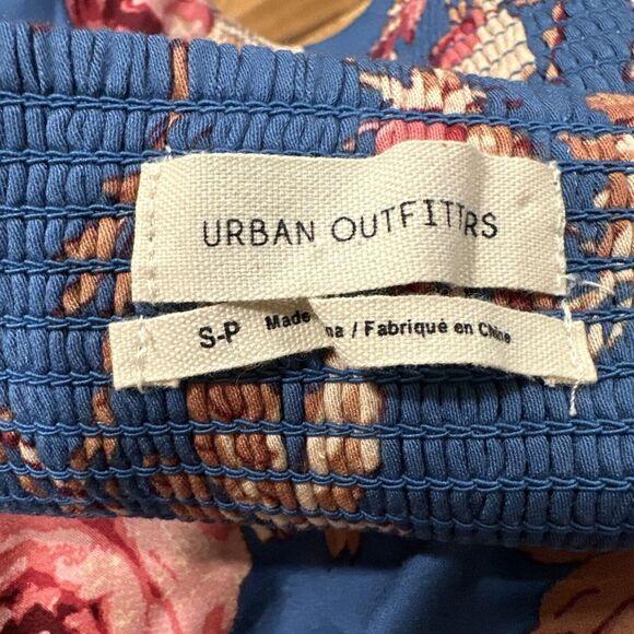 Urban Outfitters Cropped Blue‎ Floral Top Sheer Sleeve Bell Cuff Small - Picture 6 of 7
